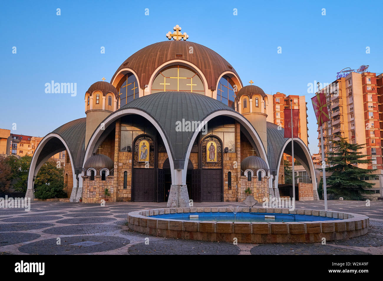 San Clemente cattedrale ortodossa a Skopje, utilizzando l'architettura arcuata Foto Stock