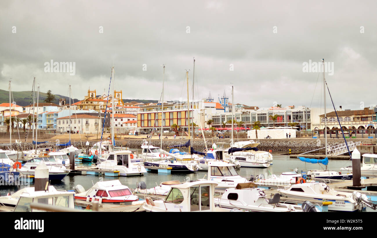 Marina di Praia da Vitoria, Azzorre, Portogallo Foto Stock