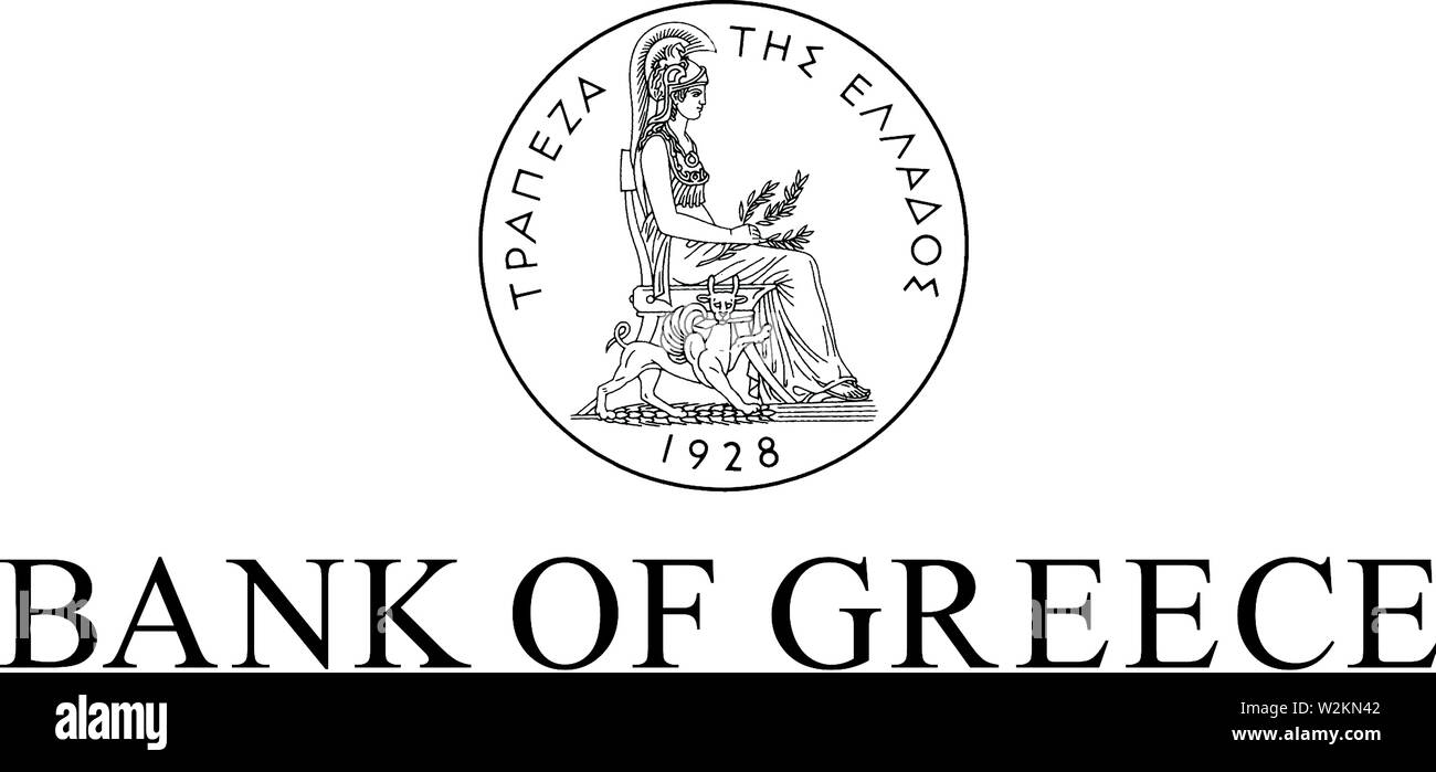 Il logo della Banca di Grecia, con sede in Atene - Grecia. Foto Stock