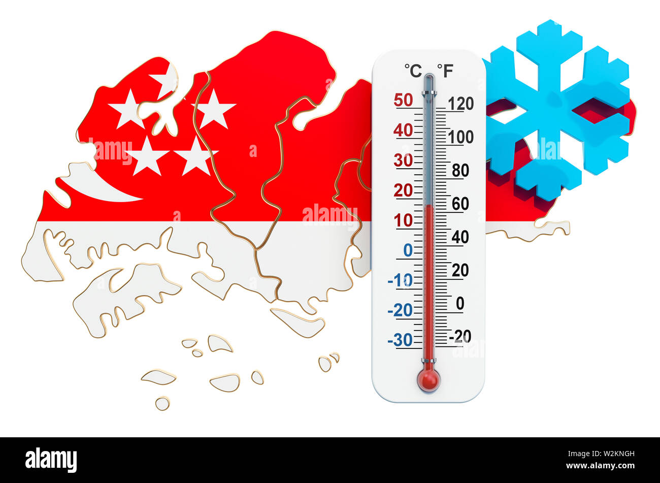 Freddo estremo nel concetto di Singapore. 3D rendering isolati su sfondo bianco Foto Stock