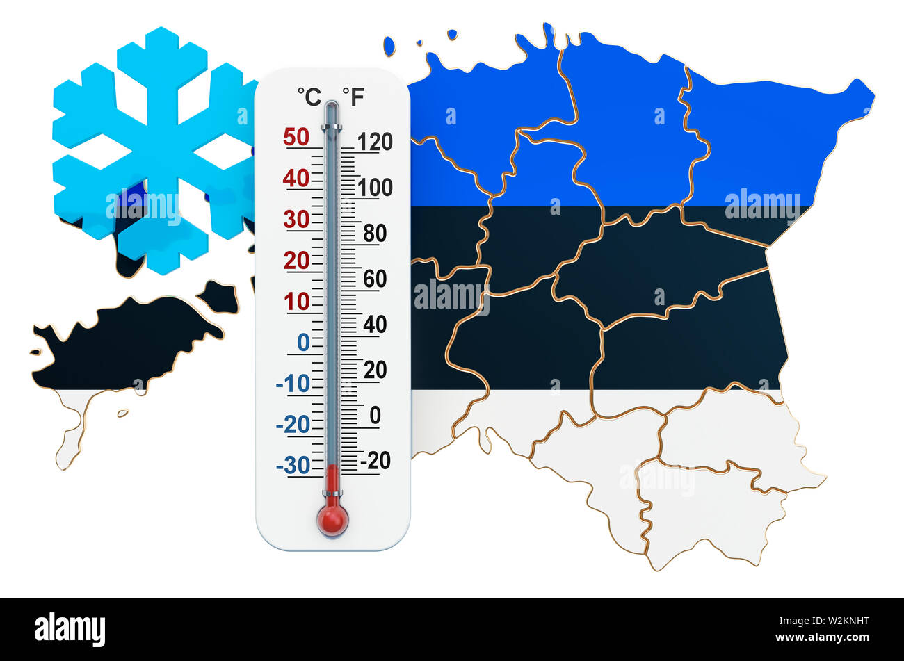 Il freddo estremo in Estonia concetto. 3D rendering isolati su sfondo bianco Foto Stock