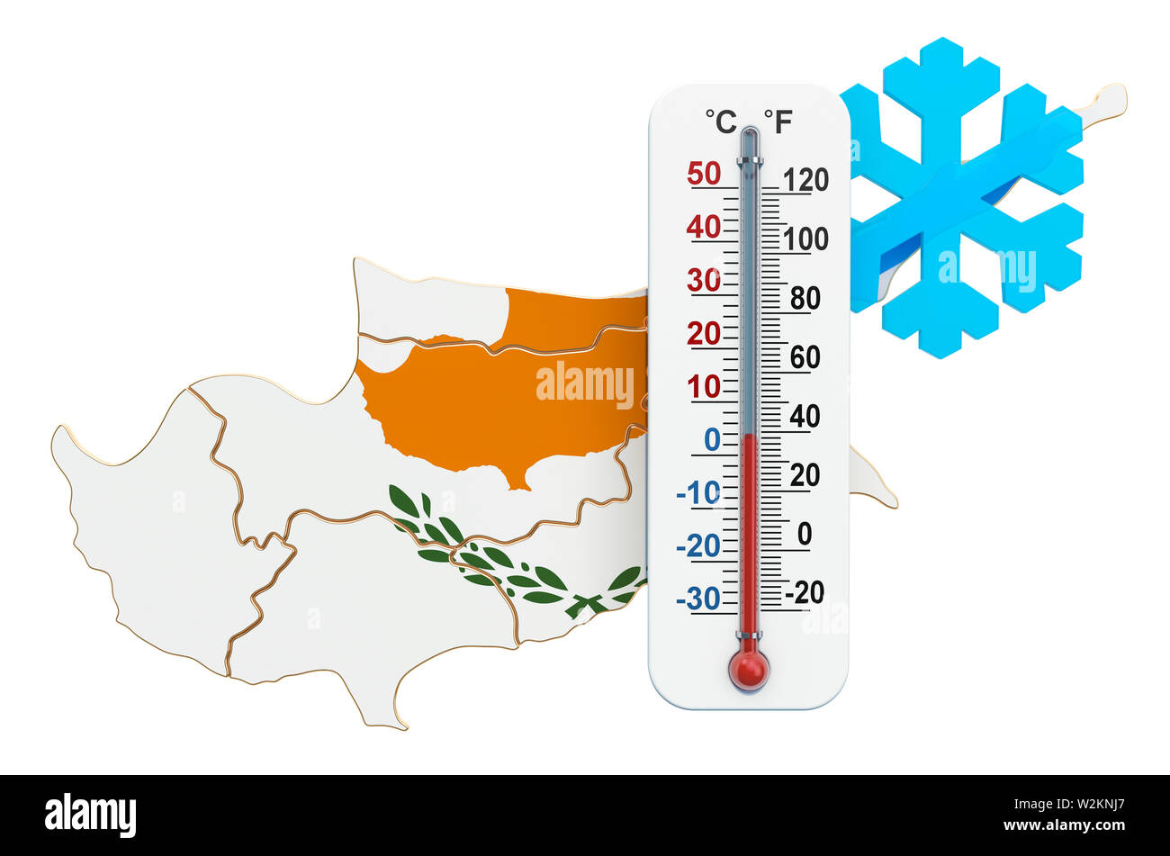 Freddo estremo nel concetto di Cipro. 3D rendering isolati su sfondo bianco Foto Stock