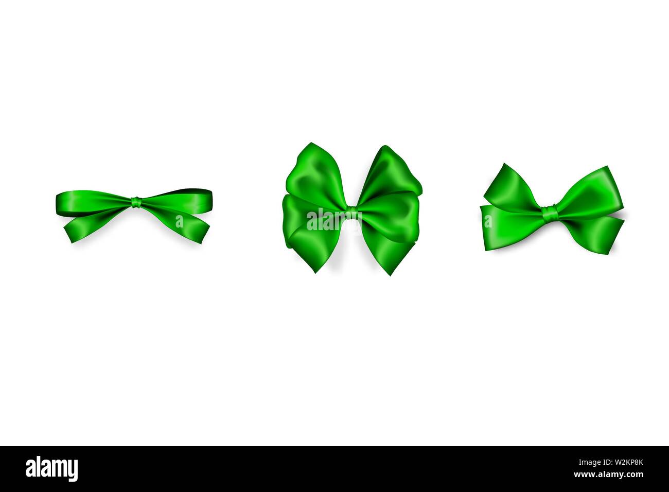 Vacanze di carnevale in raso verde dono bow knot nastro. Compleanno di progettazione realistica vettore isolato. La seta lucente vendita tessile nastro. Illustrazione Vettoriale