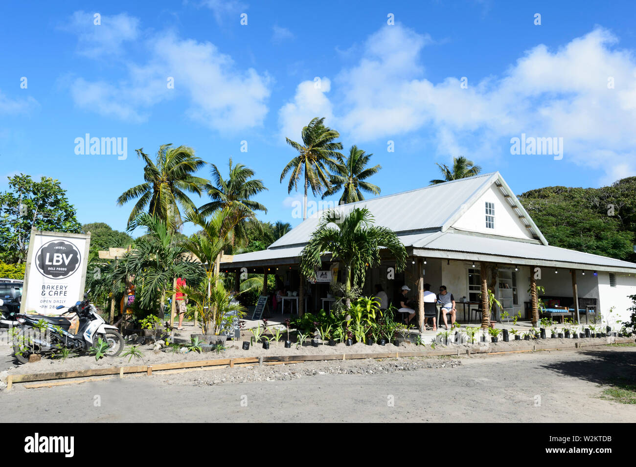 Il popolare LBV panetteria e Café o Le Bon Vivant, muri, Rarotonga Isole Cook, Polinesia Foto Stock