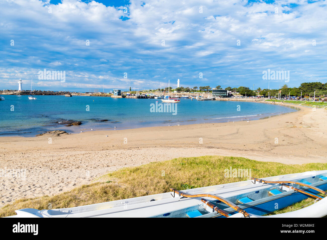 Wollongong, NSW, Australia-June 10, 2019: vista sulla spiaggia di Brighton a Wollongong, NSW la terza più grande città, conosciuta per lo skydiving, gallerie d'arte, museo Foto Stock