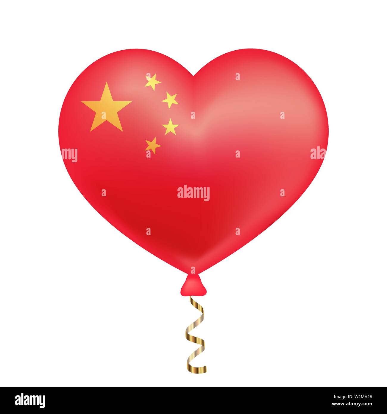 Bandiera della Cina a forma di cuore. illustrazione vettoriale. Illustrazione Vettoriale