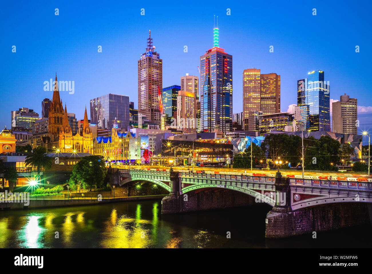 Città di Melbourne business district (CBD), Australia Foto Stock
