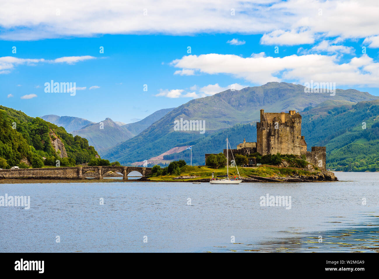 Eilean Donan Castle, Highlands scozzesi, REGNO UNITO Foto Stock