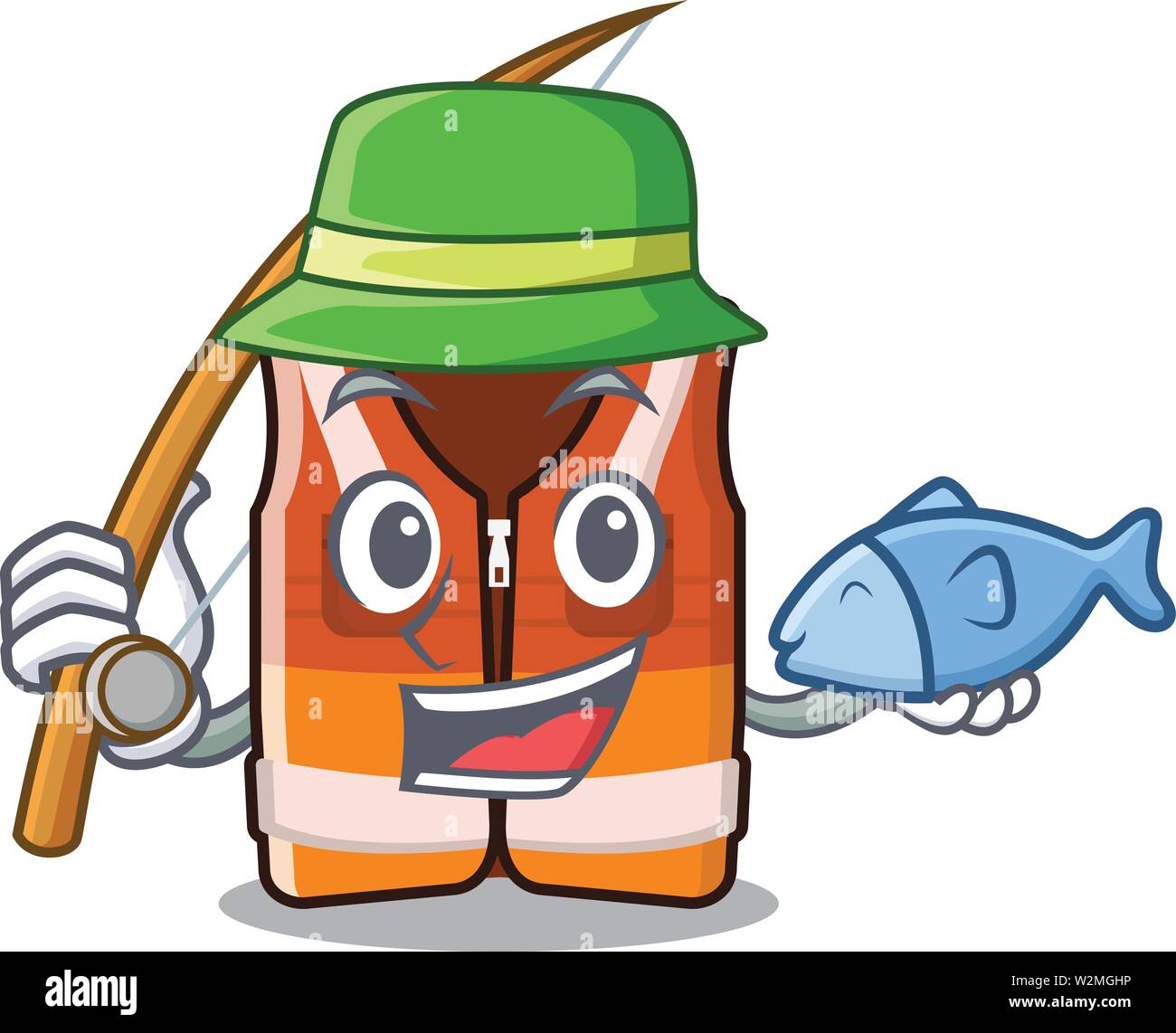 La pesca giubbotto di sicurezza nella forma di cartoni animati Illustrazione Vettoriale