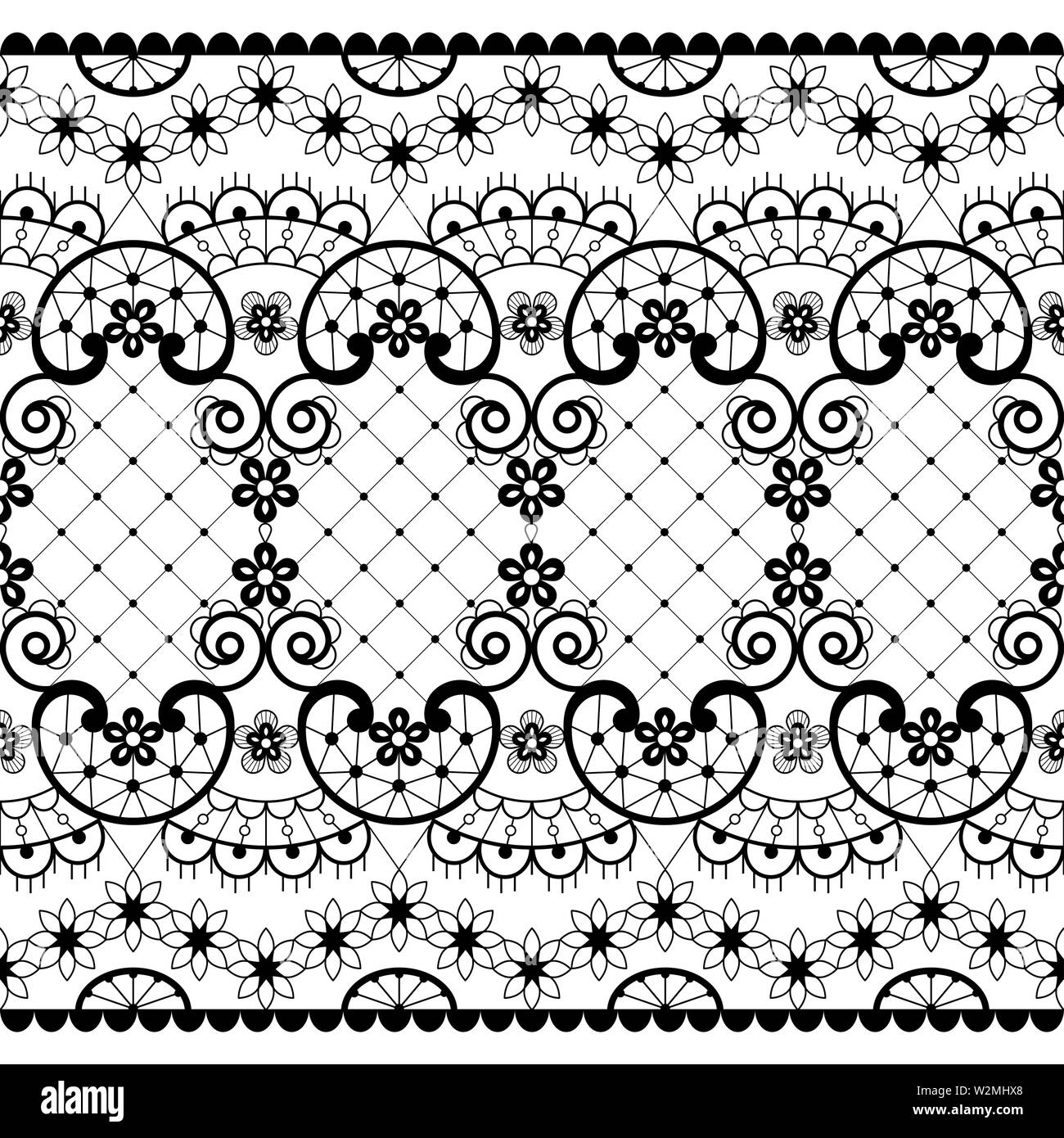 Pizzo romantica perfetta configurazione vettore, vintage wedding pizzi design in bianco su sfondo grigio Illustrazione Vettoriale