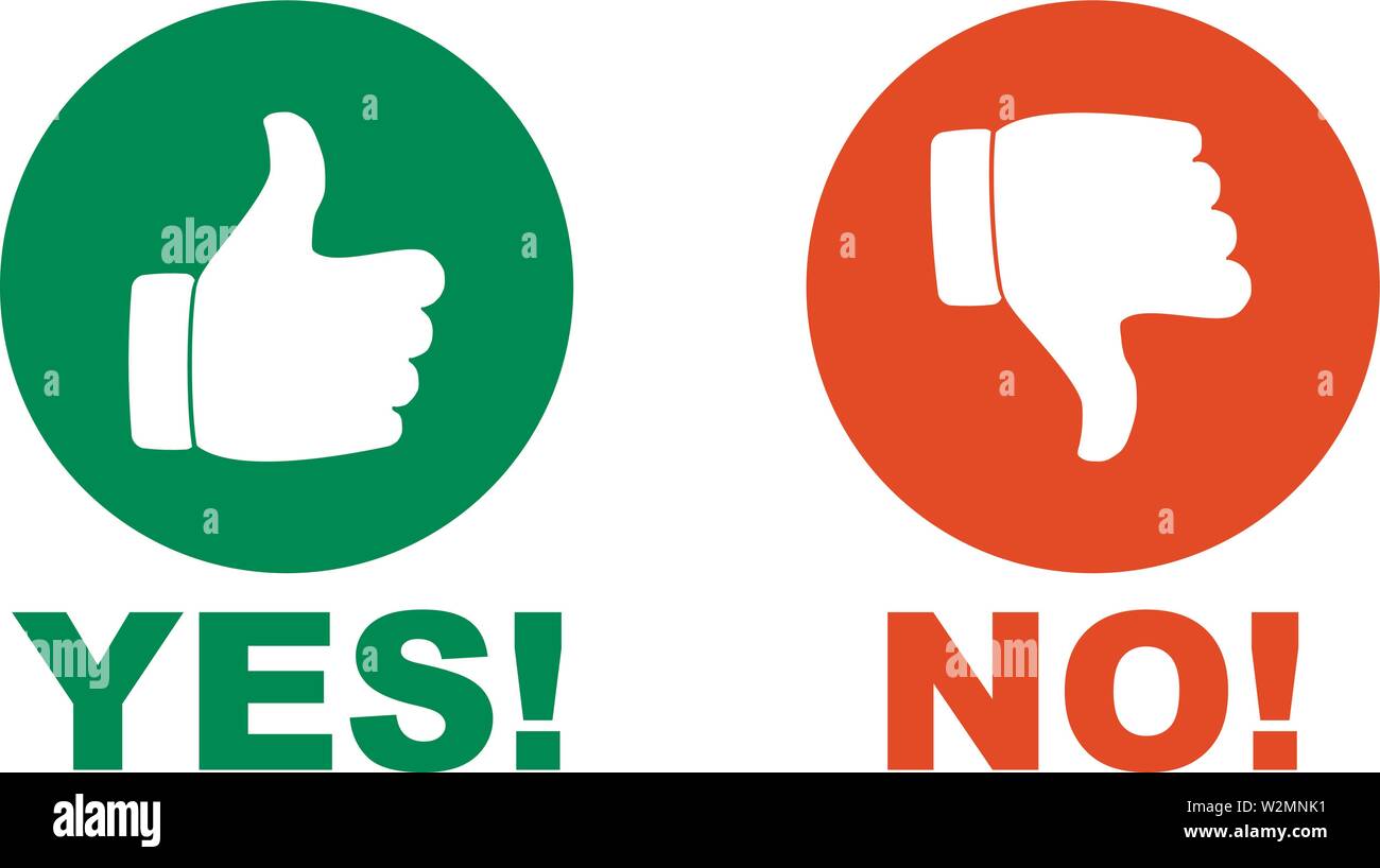 Sì e nessun segno. Simili e icona di antipatia Illustrazione Vettoriale