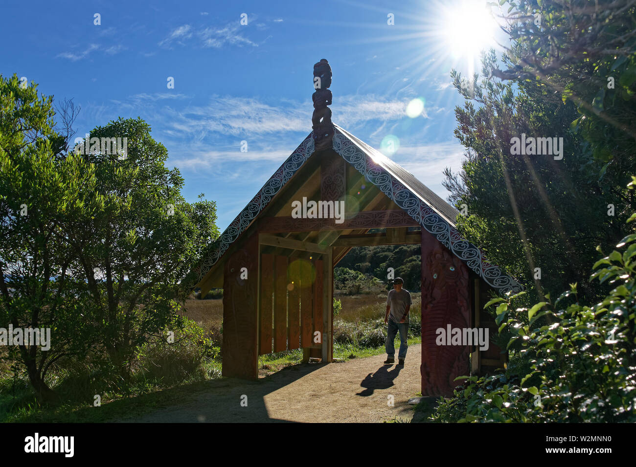 Una bella giornata di sole in Nuova Zelanda il Parco Nazionale Abel Tasman Foto Stock