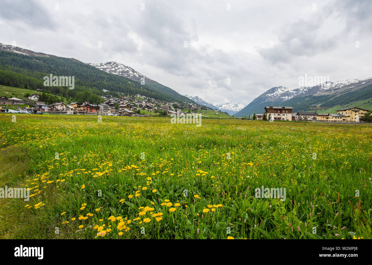 LIVIGNO, Italia, 21 giugno 2019 - Summer View di Livigno, una città italiana in provincia di Sondrio in Lombardia e il rinomato in estate e in inverno tourist r Foto Stock