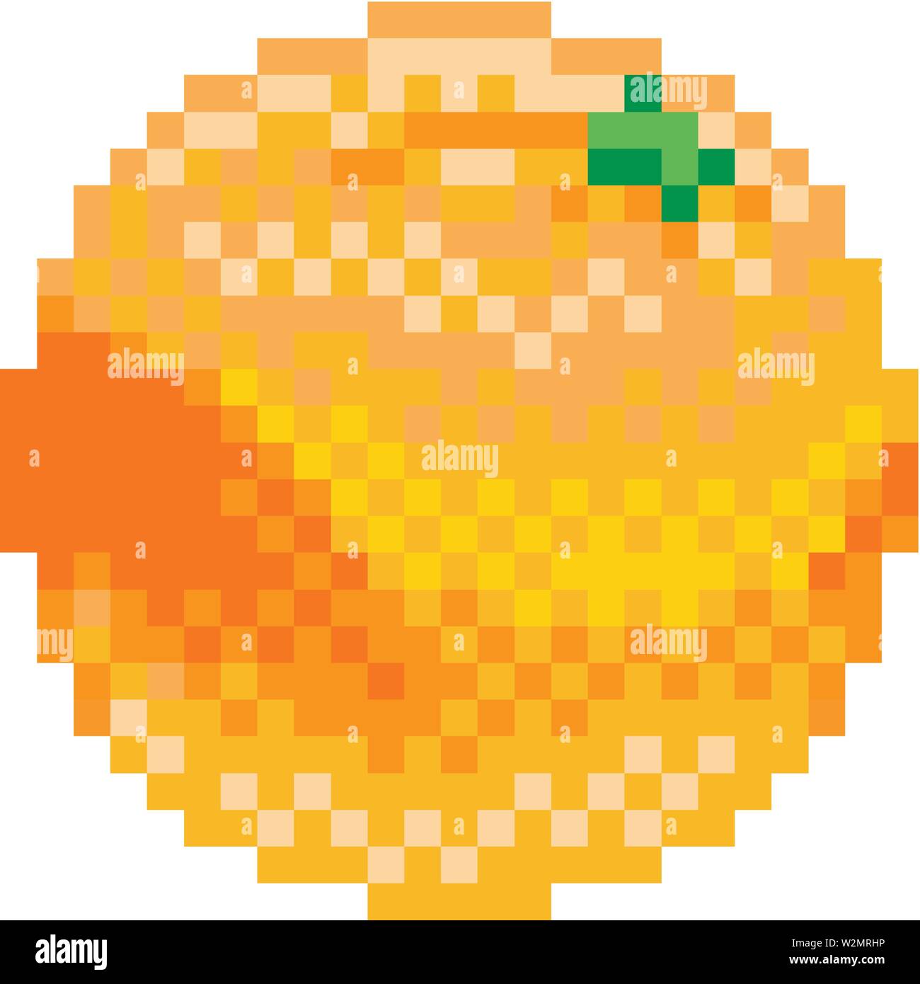 Orange arte pixel a 8 bit Video Game Icona di frutta Illustrazione Vettoriale