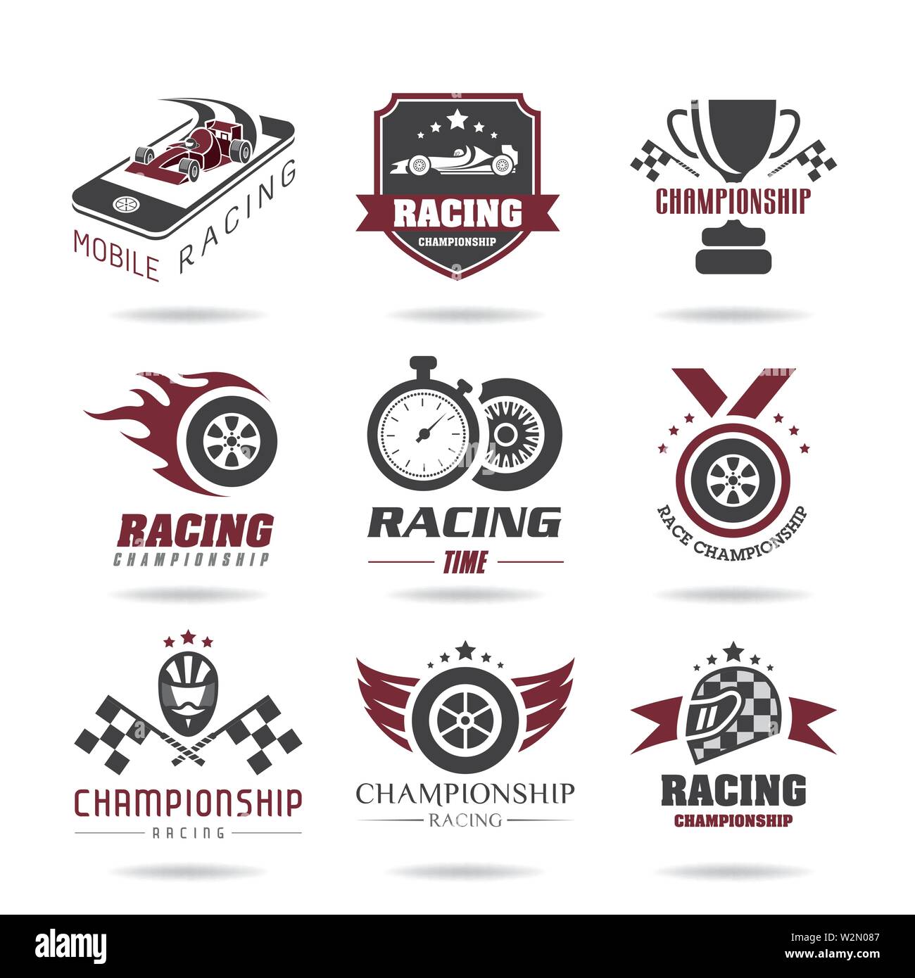 Formula 1 icona impostare, sport icone e adesivo Illustrazione Vettoriale