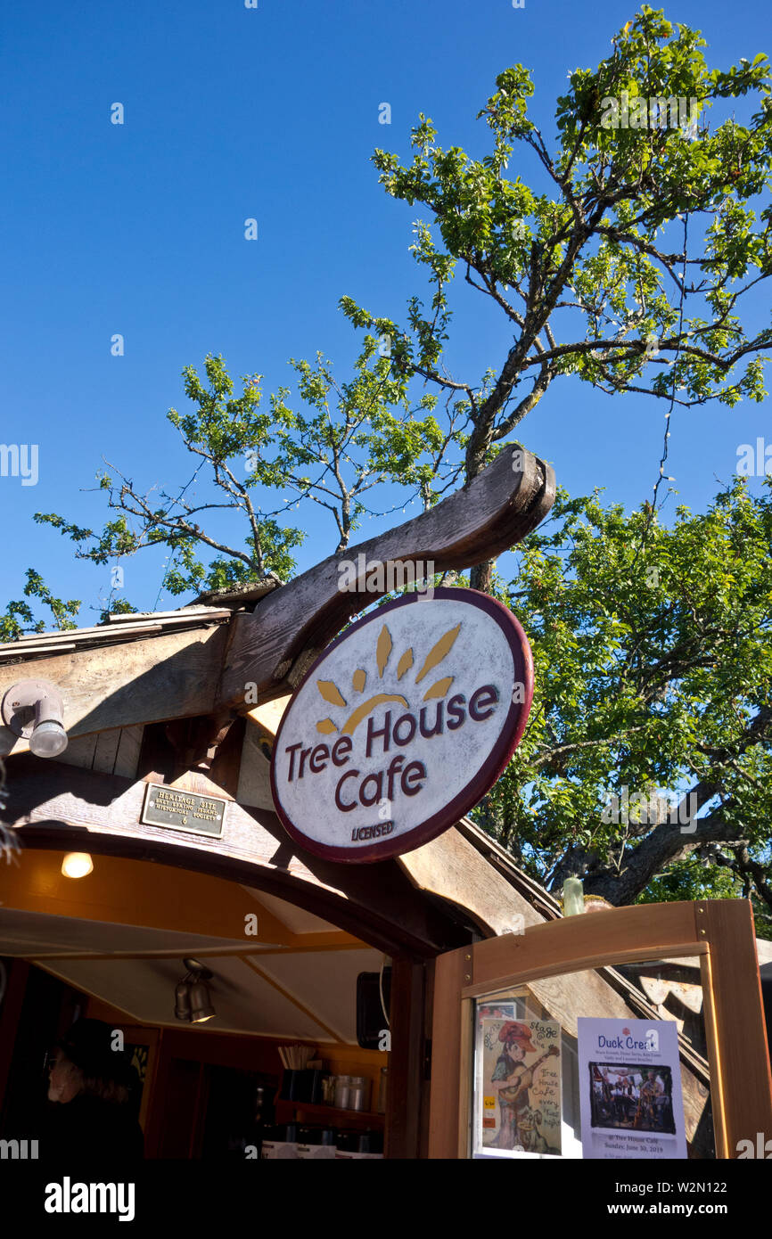 Tree House Cafe on Salt Spring Island, BC, Canada. Foto Stock