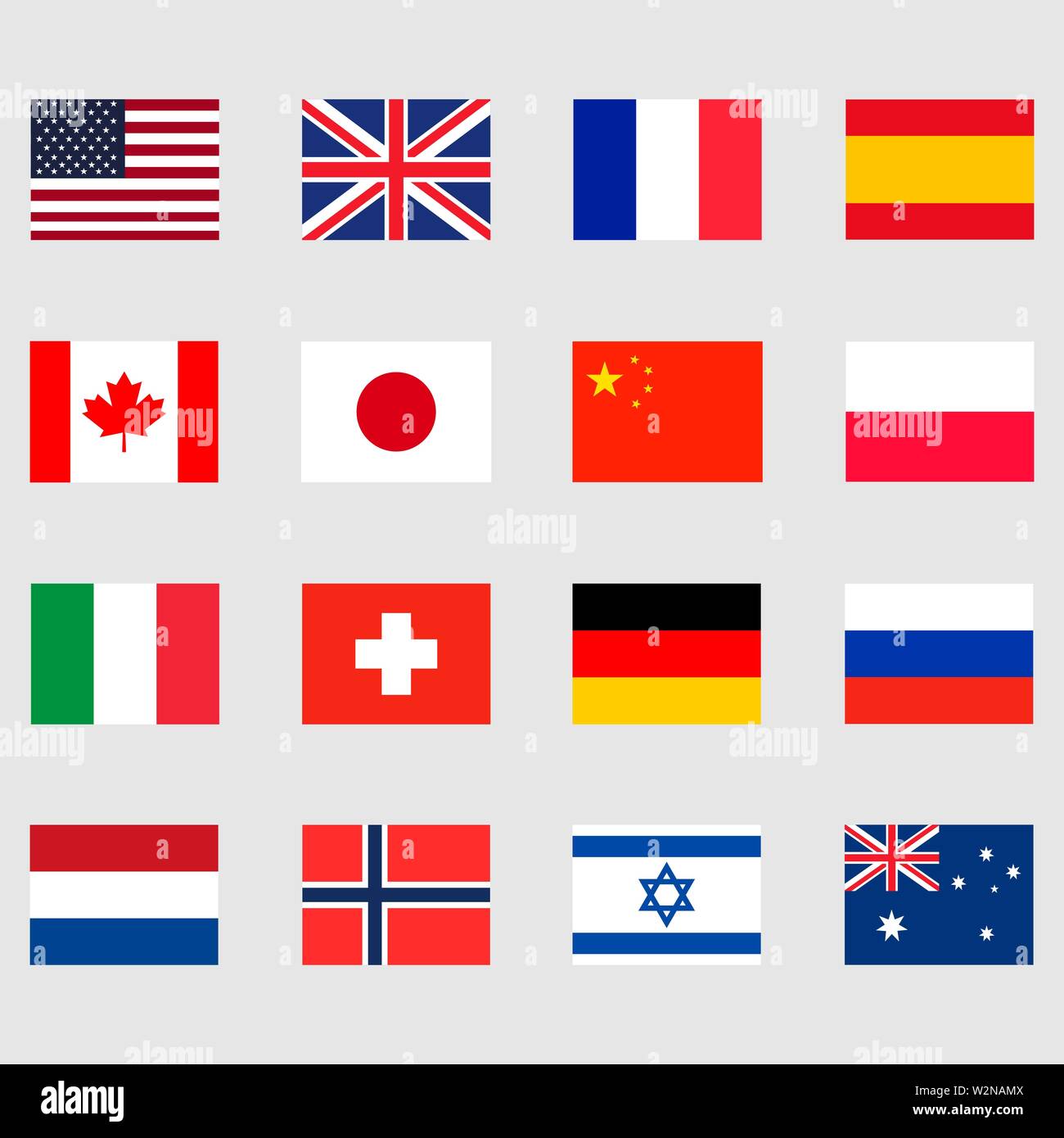 16 bandiere nazionali impostare le icone. Eps vettoriali10 Illustrazione Vettoriale
