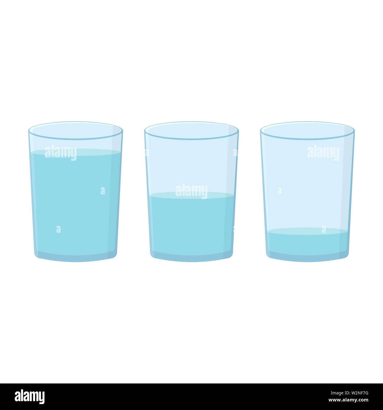 Bicchieri con acqua impostato su sfondo bianco Illustrazione Vettoriale