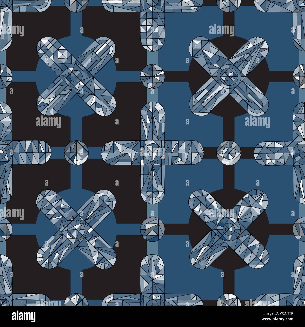 Disegnato a mano ornamento geometrico vector seamless pattern. Abstract attraversa la geometria dello sfondo. Dettagliate texture di gioielli in stile moderno per desi di superficie Illustrazione Vettoriale