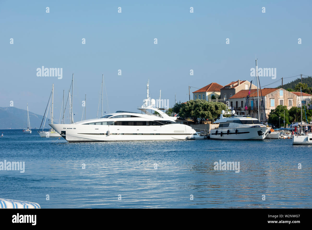 Fiskardo Port Kefalonia in Grecia Foto Stock