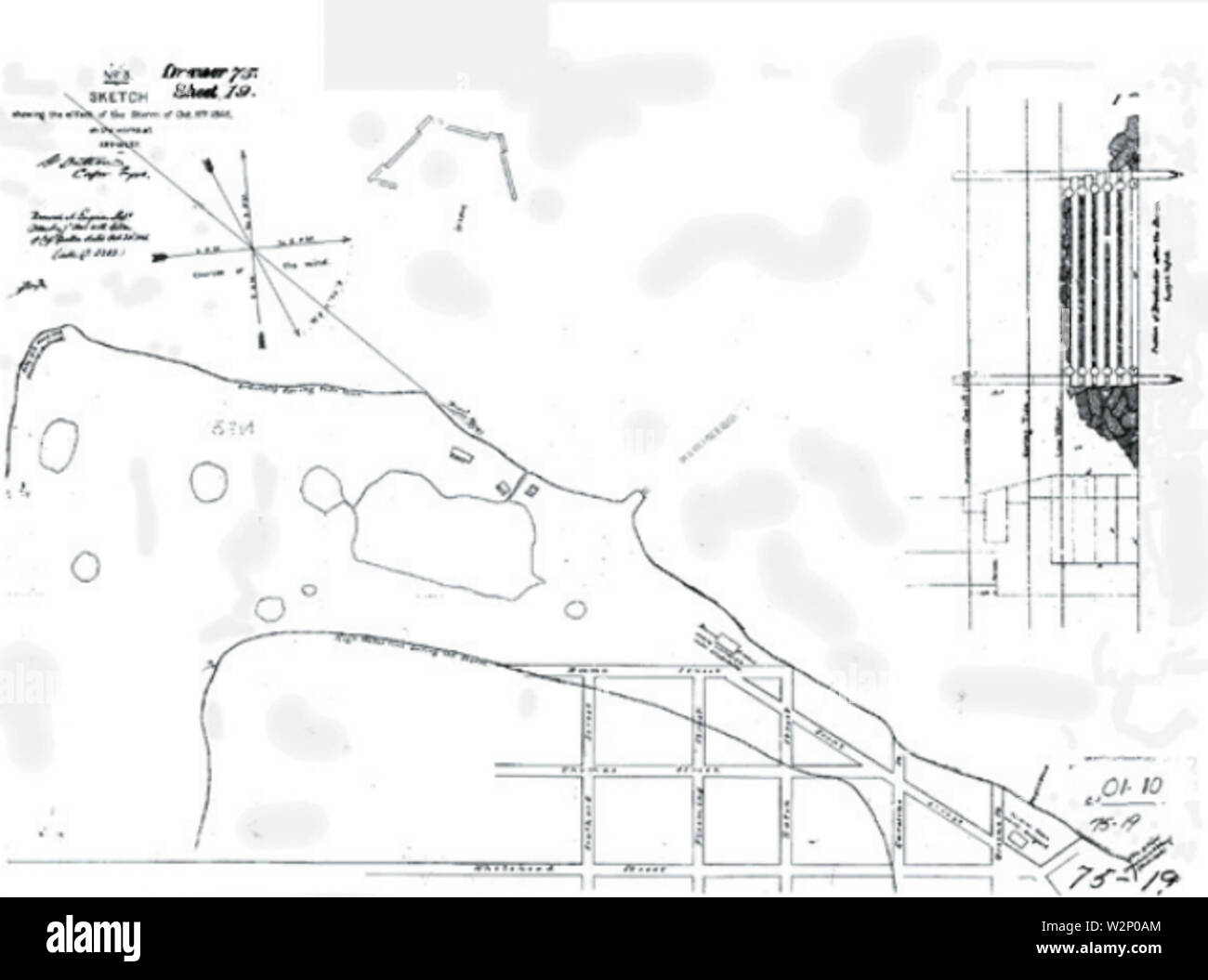 1846 uragano Key West, Florida mappa Foto Stock