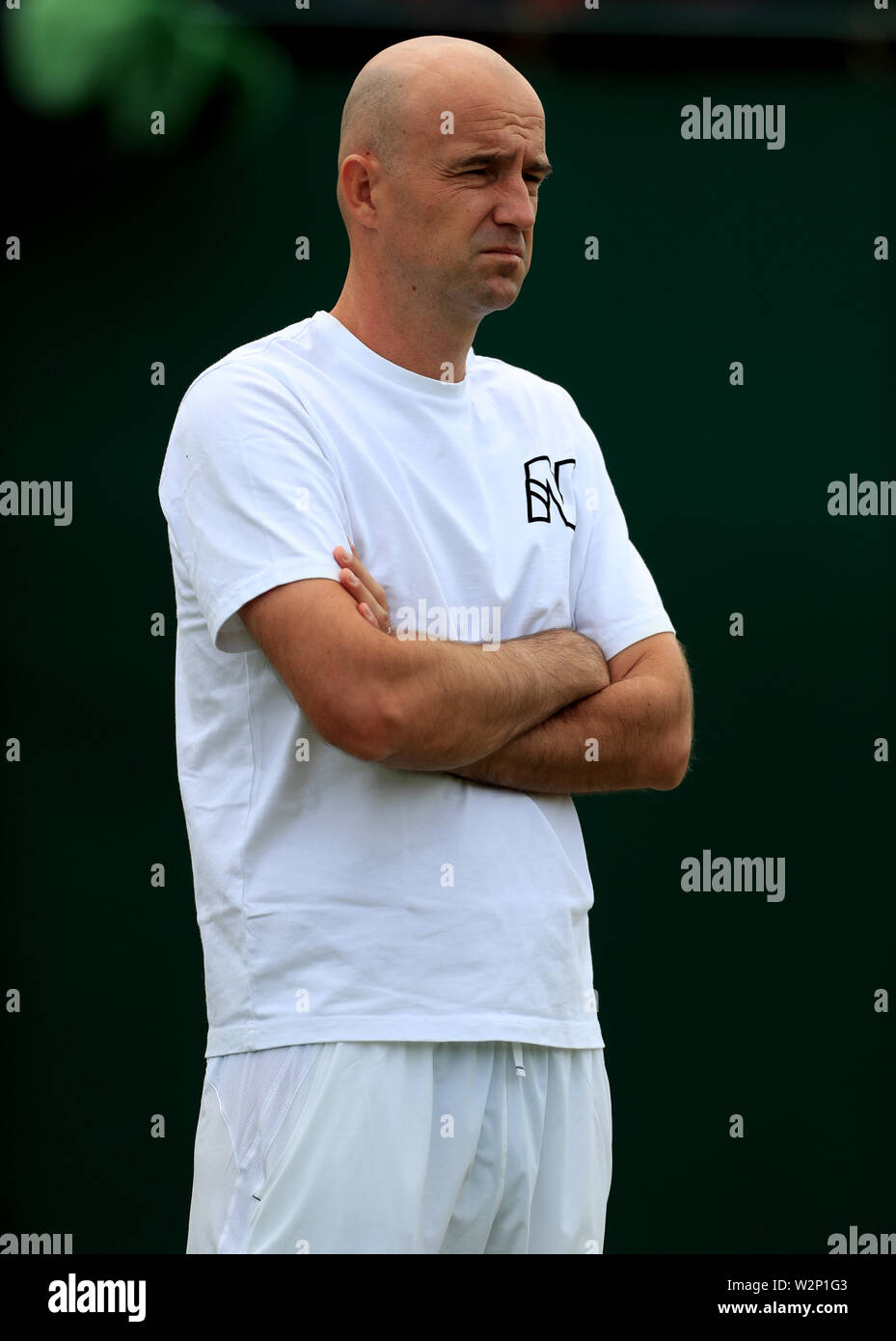 Ivan Ljubicic, allenatore di Roger Federer il giorno nove dei campionati di  Wimbledon al All England Lawn Tennis e Croquet Club, Wimbledon Foto stock -  Alamy