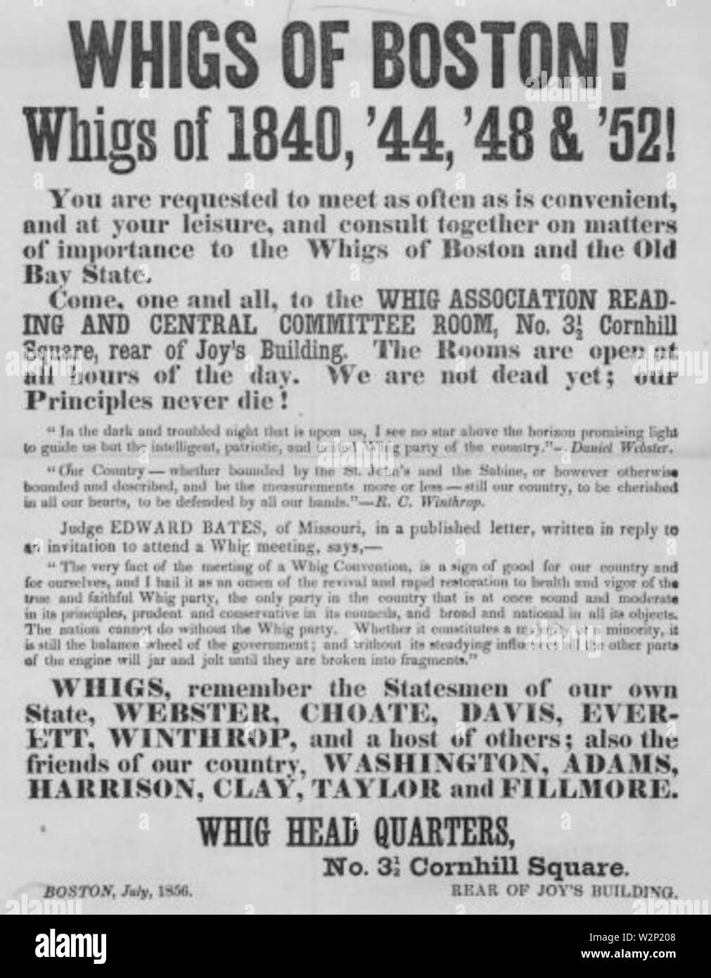 1856 Whigs Cornhill Boston Foto Stock