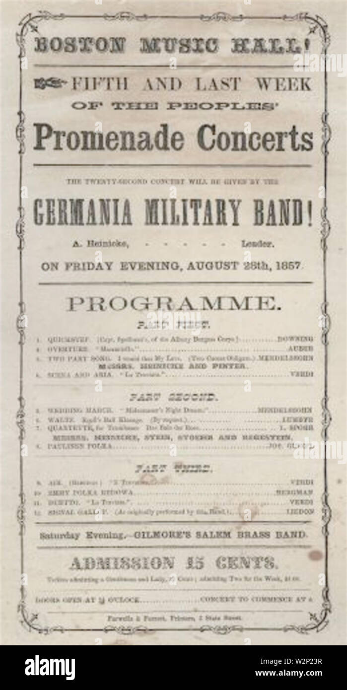 1857 GermaniaMilitaryBand BostonMusicHall Foto Stock