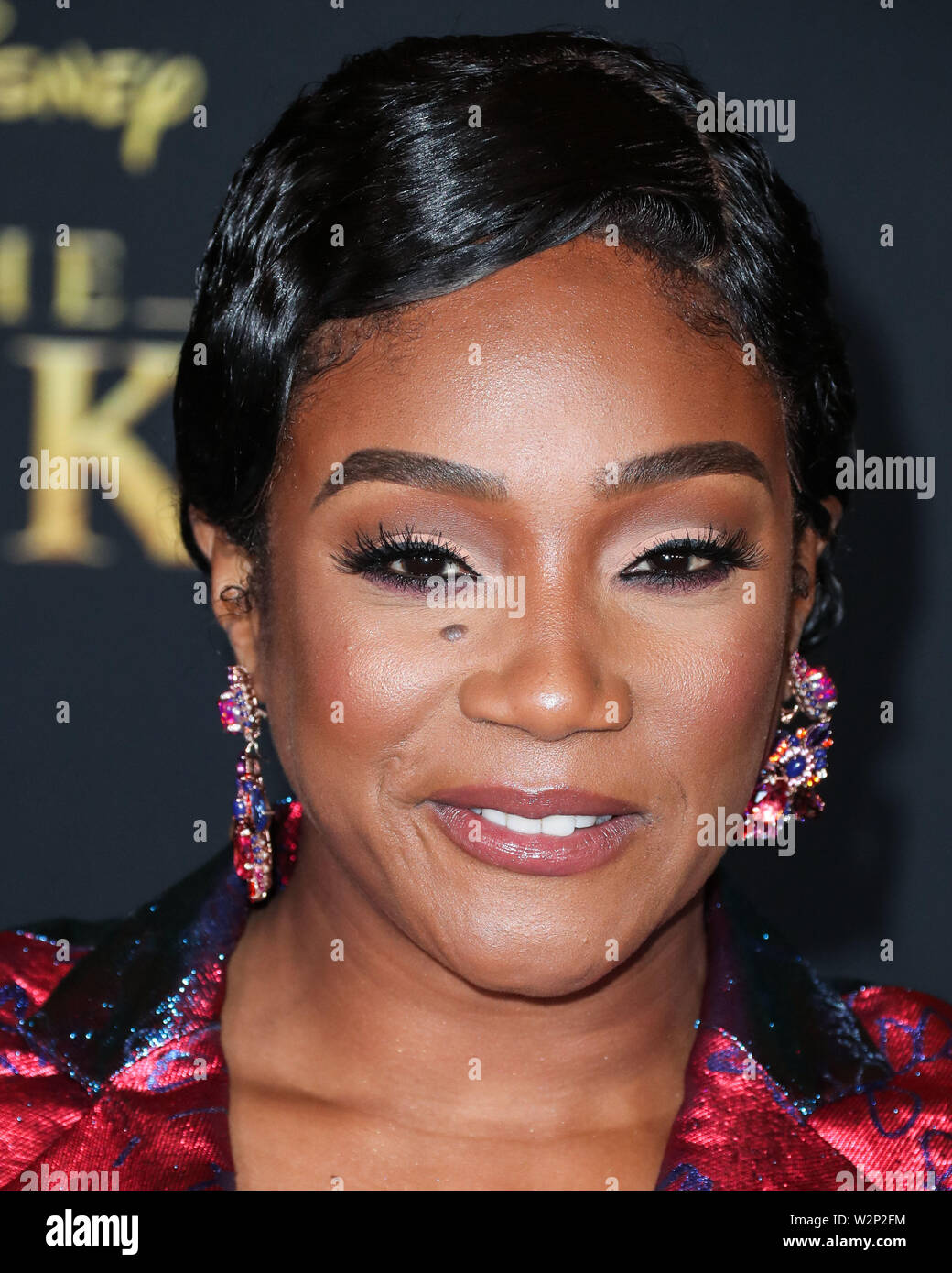 Hollywood, Stati Uniti. 09 Luglio, 2019. HOLLYWOOD e LOS ANGELES, CALIFORNIA, STATI UNITI D'America - 09 Luglio: attrice Tiffany Haddish arriva alla Premiere mondiale di Disney's "Il Re Leone" tenutasi presso il Teatro di Dolby il 9 luglio 2019 a Hollywood e Los Angeles, California, Stati Uniti. (Foto di Xavier COLLIN/Image Press Agency) Credito: Image Press Agency/Alamy Live News Foto Stock