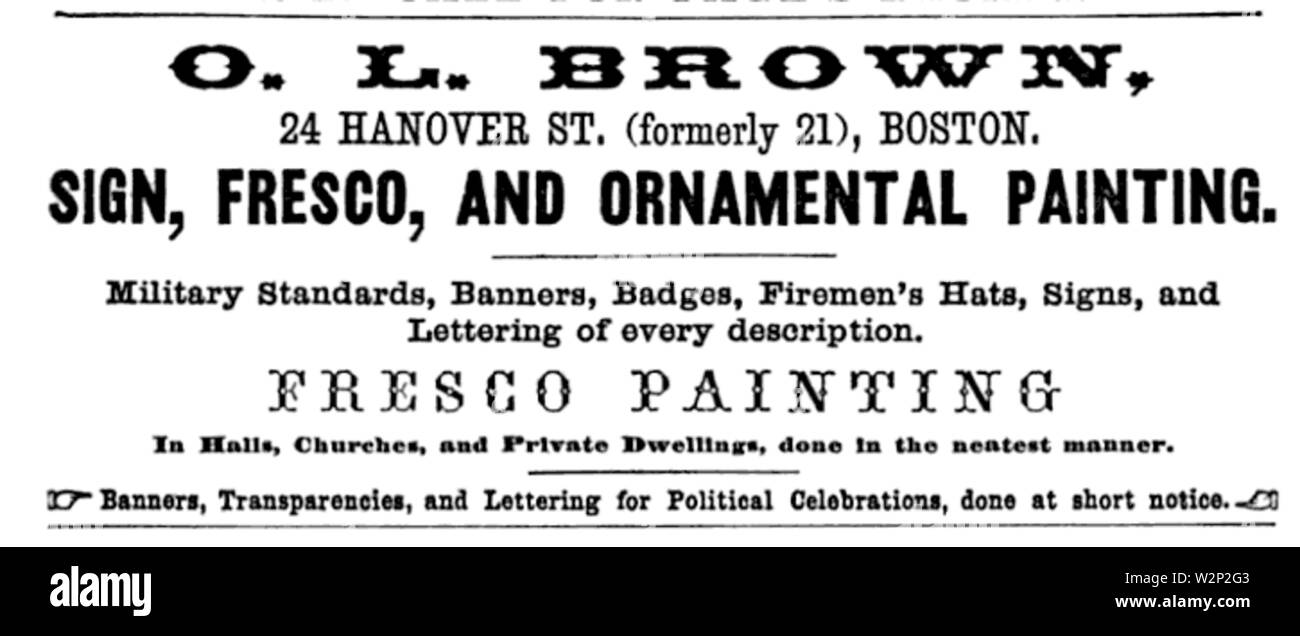 1861 Brown advert Hanover Street Directory di Boston Foto Stock