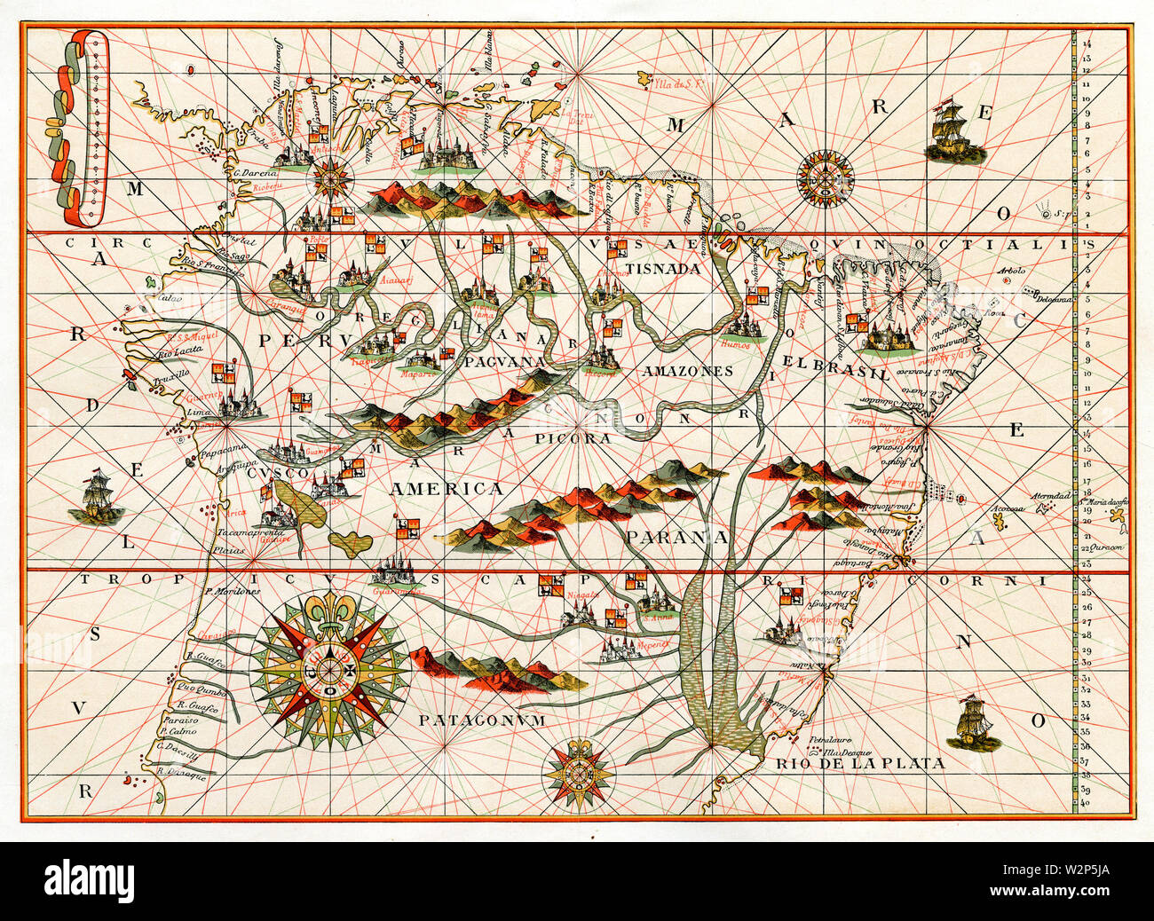 Estratto da una mappa di America da un atlante spagnolo dal 1582. Dopo l'originale da Juan Martinez nella libreria di Parigi Arsenal , (, 1902) Foto Stock