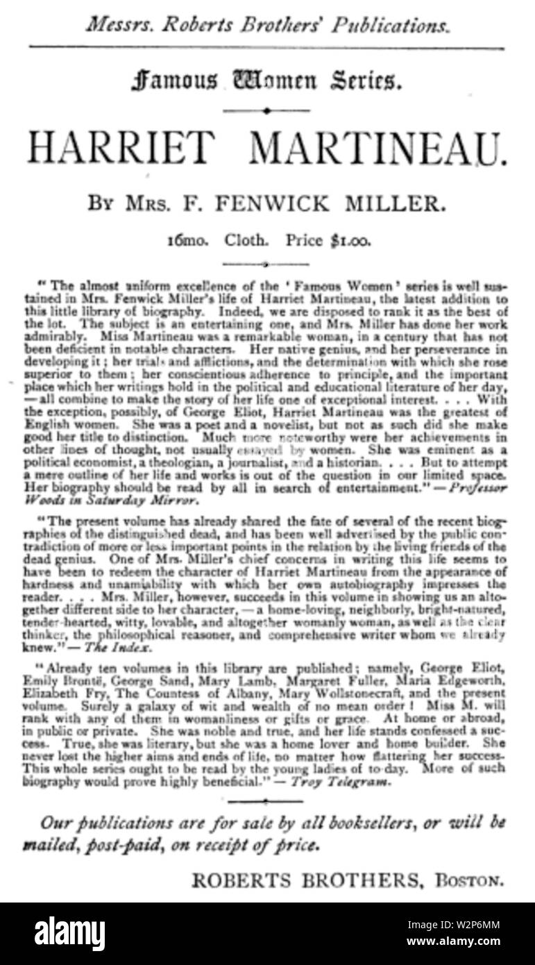 1888 annuncio Martineau RobertsBros FamousWomen Foto Stock