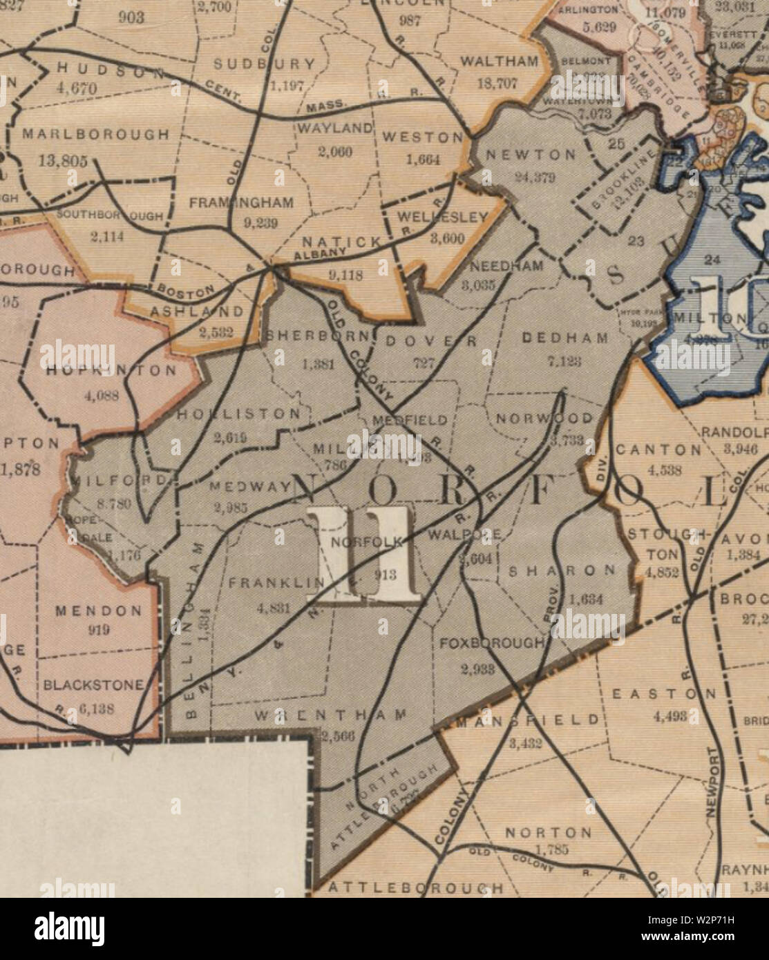 1891 District 11 dettaglio del Massachusetts distretti congressuali mappa BPL 11063 Foto Stock