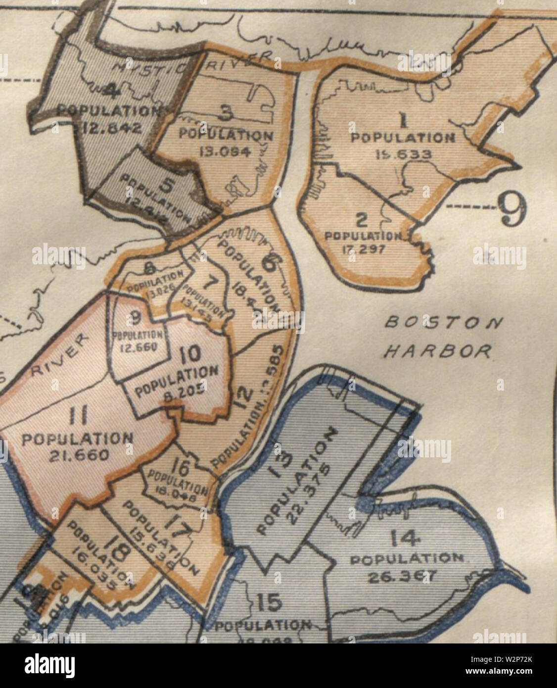 1891 District 9 Dettaglio del Massachusetts distretti congressuali mappa BPL 11063 Foto Stock