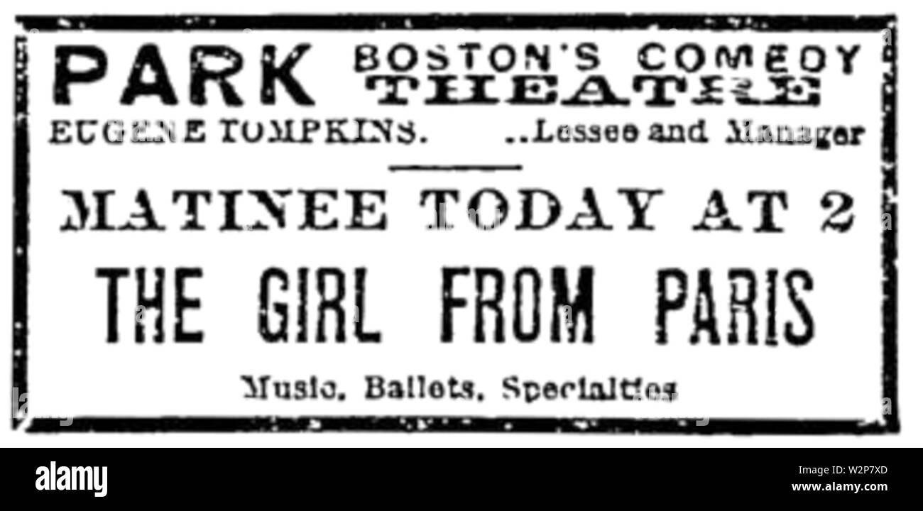 1897 Park theatre BostonEveningTranscript dicembre17 Foto Stock