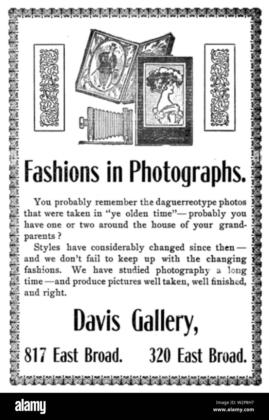 1902 Davis Gallery fotografo Richmond Virginia annuncio Foto Stock