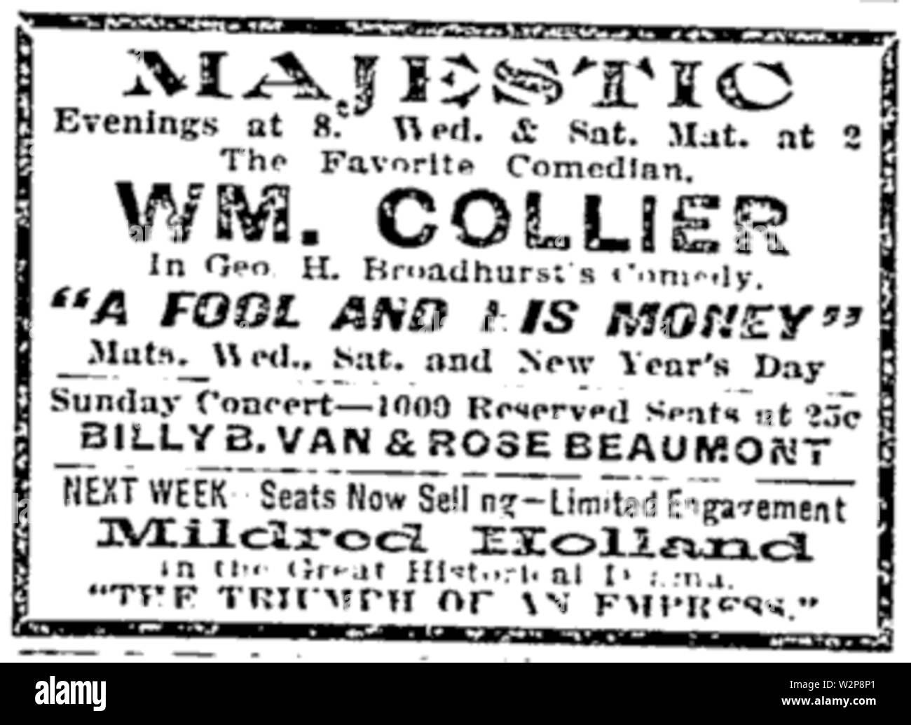 1903 Teatro Majestic BostonEveningTranscript dicembre31 Foto Stock