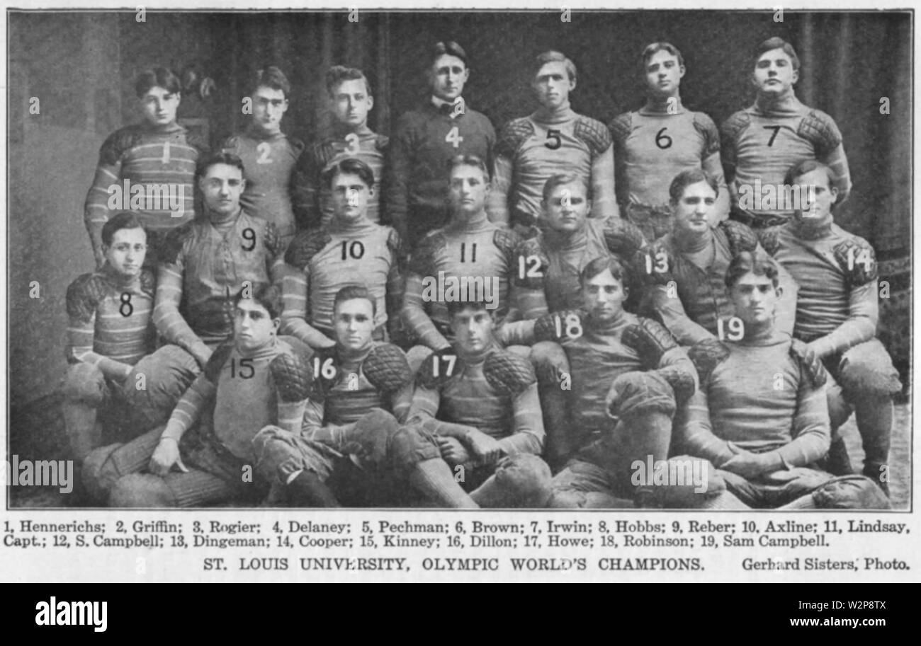 1904 Campione olimpico di St Louis University Football Team Foto Stock