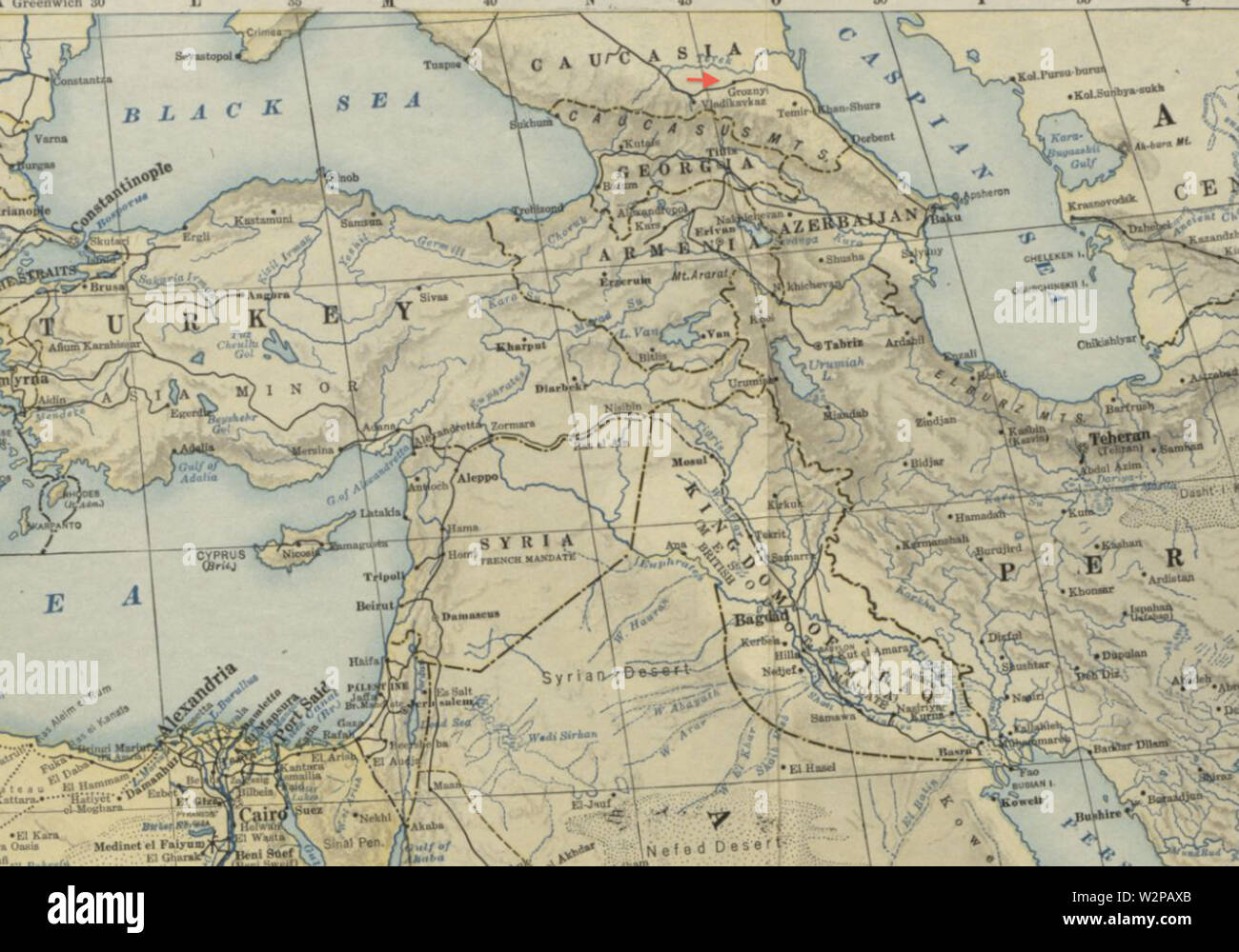 1922 Grozny Dettaglio Mappa di Africa e porzioni adiacenti di Europa e Asia da US National Geographic Society BPL M0612013 Foto Stock