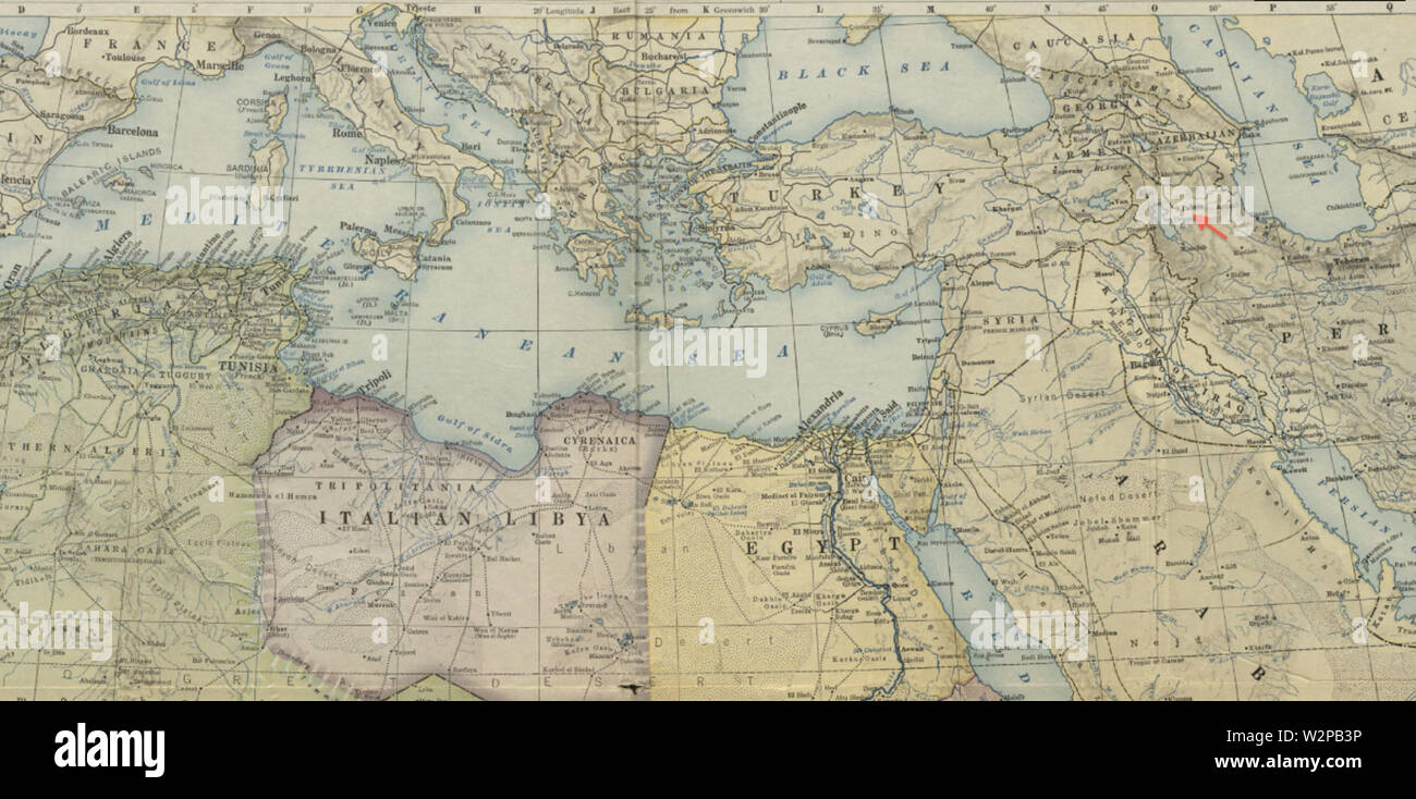1922 Tabriz Dettaglio Mappa di Africa e porzioni adiacenti di Europa e Asia da US National Geographic Society BPL M0612013 Foto Stock
