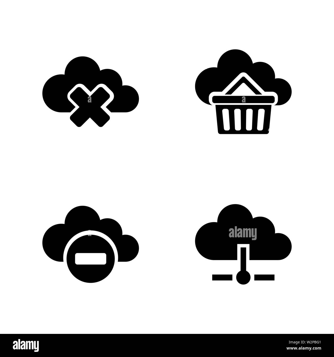 Il cloud computing. Semplice vettore relativi set di icone per i video, applicazioni mobili e siti Web, stampare progetti e il vostro design. Piatto nero illustrazione su bianco B Illustrazione Vettoriale