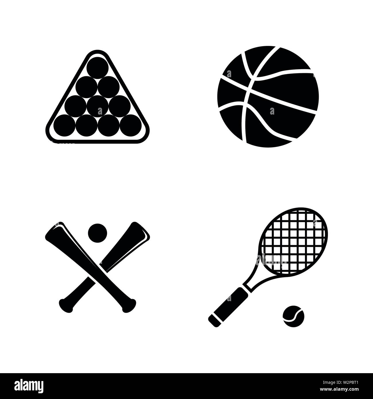 Sport palla. Semplice vettore relativi set di icone per i video, applicazioni mobili e siti Web, stampare progetti e il vostro design. Piatto nero illustrazione su bianco Backg Illustrazione Vettoriale