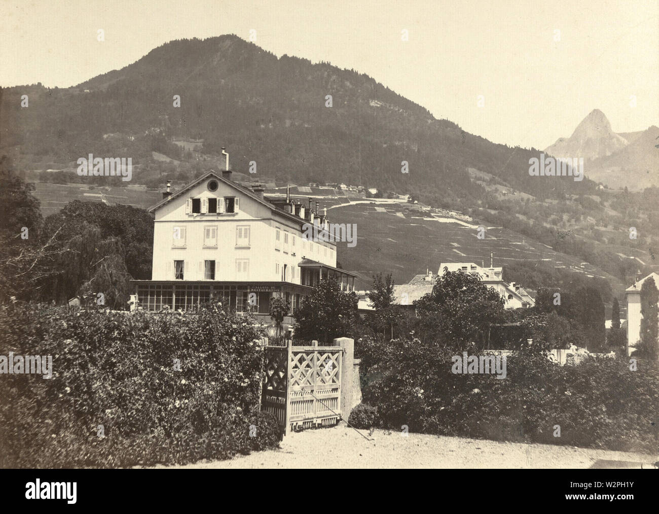 Pensione in Clarens (Svizzera). 1867. Foto Stock