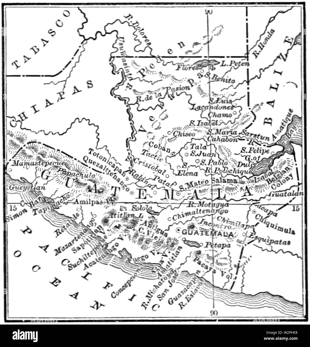 AGTM D356 Confine mappa di Chiapas e Guatemala Foto Stock