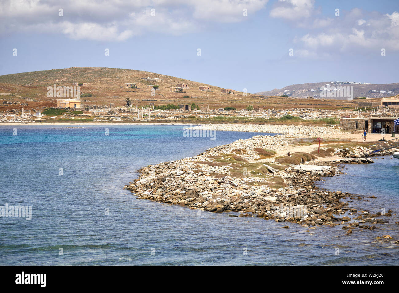Mykonos, ˈmikonos isola greca, parte delle cicladi grecia, Delos storici e resti archeologici Foto Stock