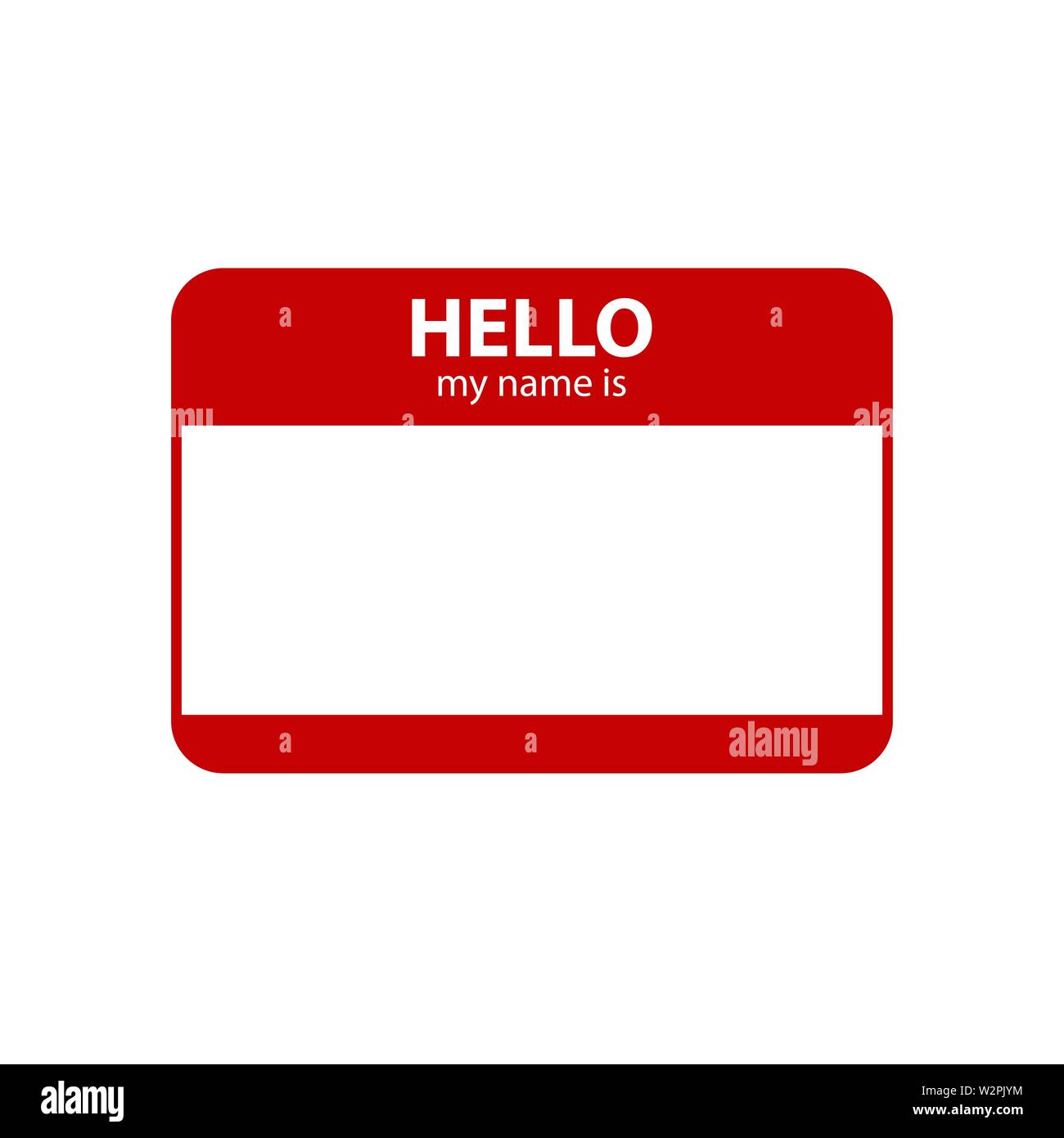 Ciao il mio nome è. Iscrizione al badge in colore rosso Illustrazione Vettoriale