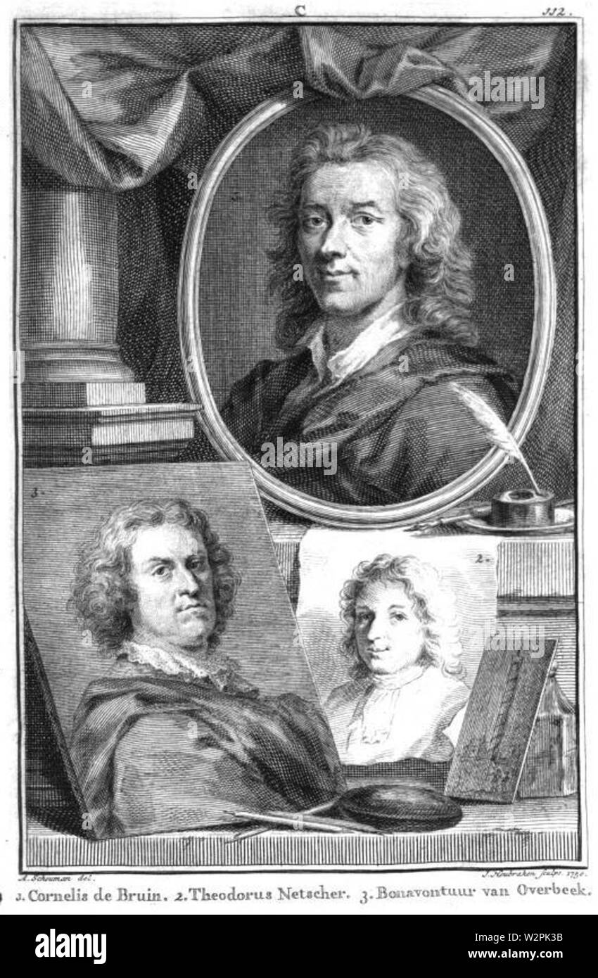 Aert Schouman Giacobbe Houbraken - Cornelis de Bruin, Theodorus Netscher, Bonaventuur van Overbeek Foto Stock
