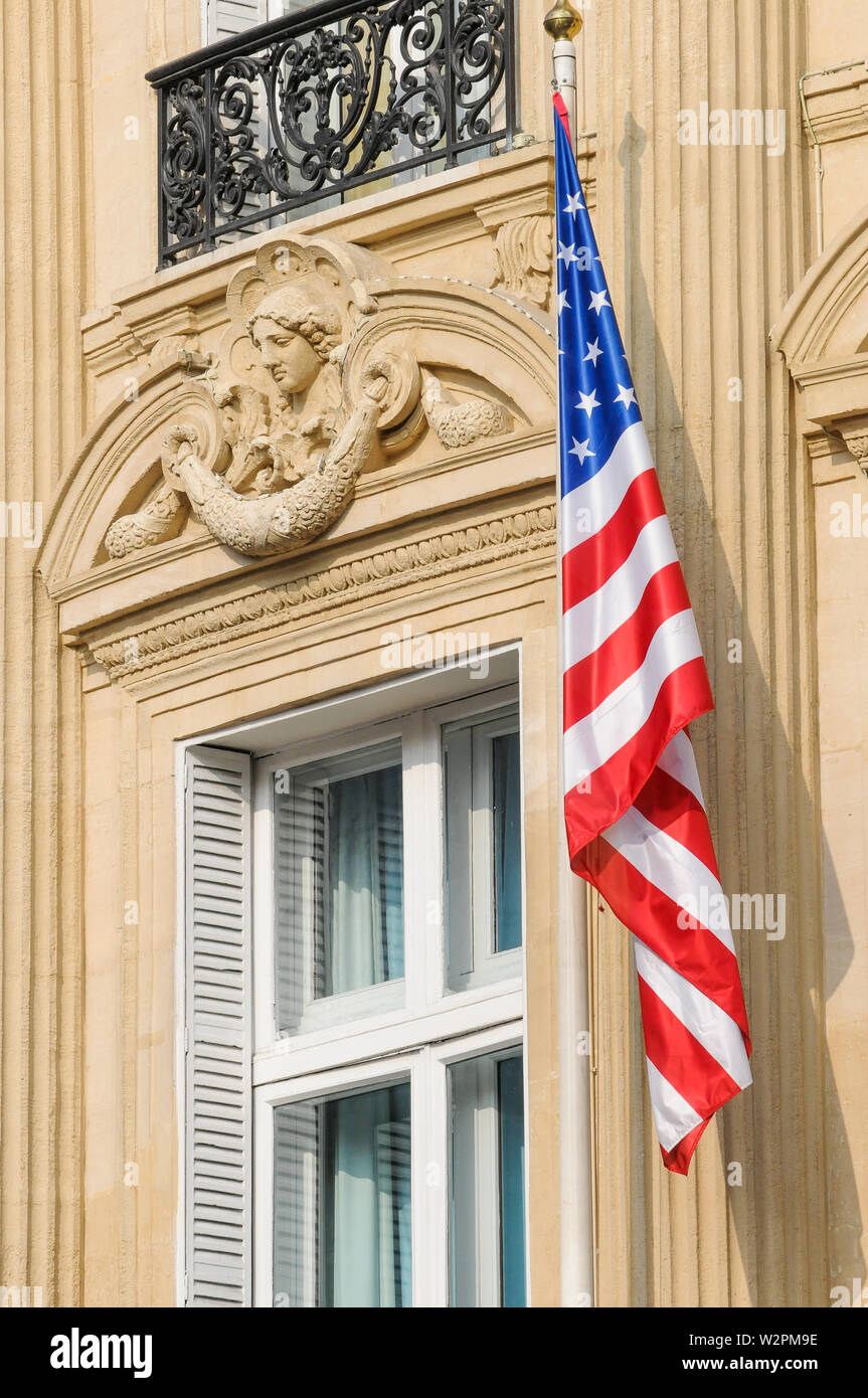 Bandiera americana, Parigi, Ile-de-France, Francia Foto Stock