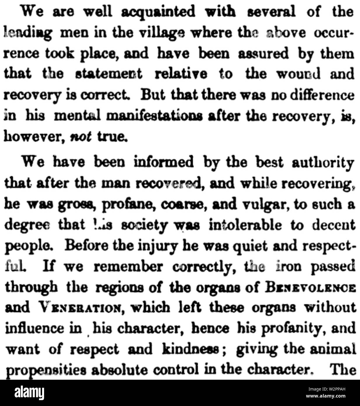 AmericanPhrenologicalJournal 1851Aprile AMostRemarkableCase PhineasGage Foto Stock