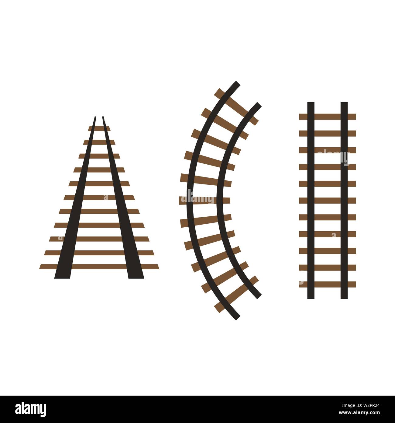 Ferrovia icon set isolato sul retro bianco Illustrazione Vettoriale